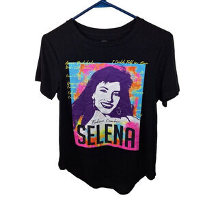 Official Selena Merchandise Techno Cumbia Womens Black Tshirt Size Medium
